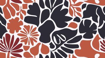 Abstract shape leaf and flower organic pattern. black floral leaves geometric pattern on white background. leaves silhouette summer pattern vector