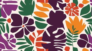 Abstract shape leaf and flower organic pattern. black floral leaves geometric pattern on white background. leaves silhouette summer pattern vector