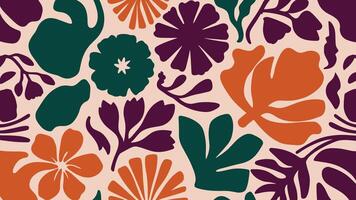 Abstract shape leaf and flower organic pattern. black floral leaves geometric pattern on white background. leaves silhouette summer pattern vector
