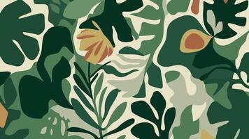 Abstract shape leaf and flower organic pattern. black floral leaves geometric pattern on white background. leaves silhouette summer pattern vector