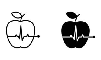 Apple with heartbeat symbol icon vector
