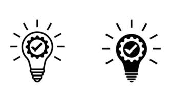 Lightbulb with checkmark emblem quality control bright approved idea icon vector