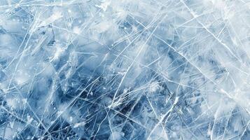 Natural scratched ice at the ice rink as texture or background for winter composition, large long picture photo