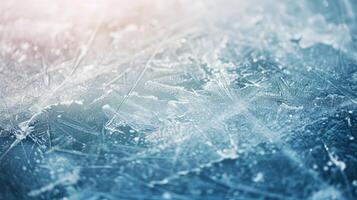 Natural scratched ice at the ice rink as texture or background for winter composition, large long picture photo
