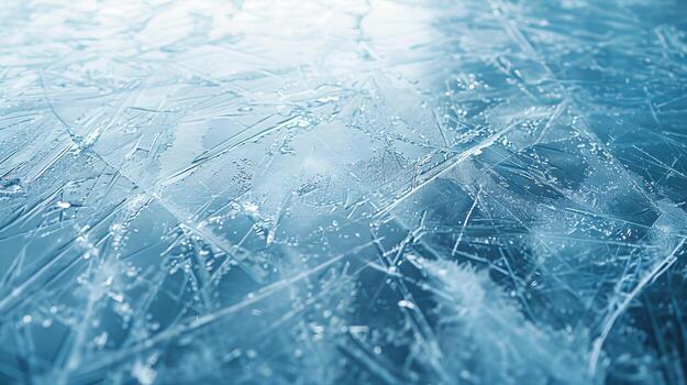 Natural scratched ice at the ice rink as texture or background for winter composition, large long picture photo