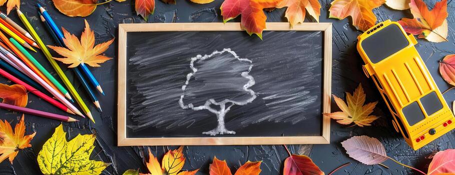 High-angle shot of a back-to-school setup photo