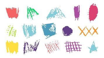 Doodles with the texture of wax chalk. Set elements imitating child drawing. Doodles abstract shapes. illustration. vector