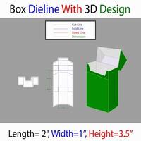 Storage Box2x1x3.5 inches Dieline Template With 3d Design vector