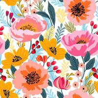 A vibrant floral pattern with colorful blooms vector