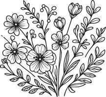 spring flower line drawings, hand painted jspring wall art, white spring flower botanical wall art, simple spring drawing, gerdania stock outline drawing, spring line art, hand drawn spring art vector