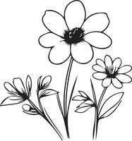 Spring flower coloring book, hand drawn botanical spring elements bouquet of flower line art, coloring page, sketch, artistic simplicity doodle art, Easy white spring flower drawing vector