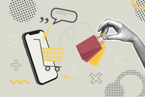 Trendy halftone business concept collage. Retro style illustration of sales, sales, sales increase, financial profit, global strategy. Creative concept for web banner, social media banner