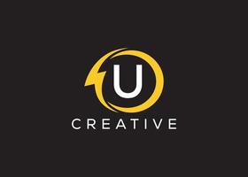 Minimal and professional Letter U thunder logo design template vector