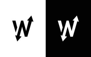 Minimalist professional Initial Letter W N up down arrow logo design template vector