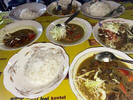 Indonesian food. Tongseng Ayam or Chicken Tongseng is a traditional Indonesian dish in the form of a savory meat soup with coconut milk and can be spicy or sweet photo