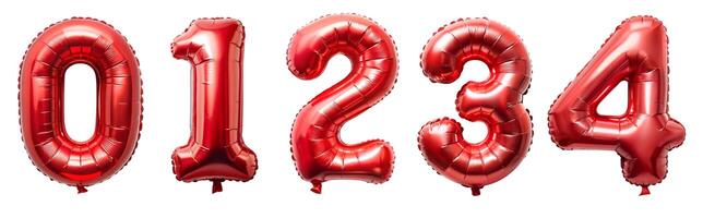 Balloons with red numbers on a white background. photo