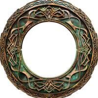 Free empty gold ornate picture frame with white background. Generated AI photo