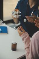 Medicaltest vaccine research and development concept. Scientist team in laboratory study and Diagnosis of diseases for Model Internal organ sample of antibody. photo