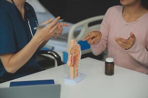 Medicaltest vaccine research and development concept. Scientist team in laboratory study and Diagnosis of diseases for Model Internal organ sample of antibody. photo
