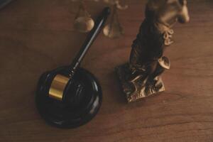 Lawyer, legal advisor, businessman brainstorming information on agreement details Business contracts in legal processing books for accuracy in contract documents. joint financial investment. photo
