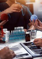 Group of professional medical doctor team meeting training medical in uniform working discussing and talk with patients record, teaching medic team, sit in hospital.health medical care concept photo