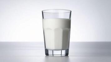 Glass of milk isolated on a white background with minimalistic style. concept of breakfast photo
