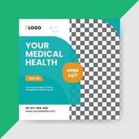 Medical and healthcare square banner template design vector