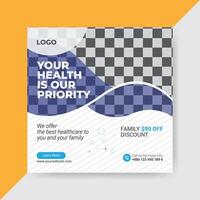 Medical and healthcare square banner template design vector