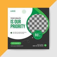 Medical and healthcare square banner template design vector