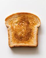 Slice of toast bread isolated on white background. Top view photo