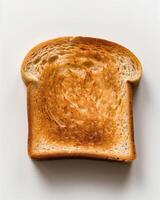 Slice of toast bread isolated on white background. Top view photo
