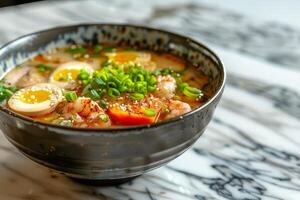 Soto on a plate on a marble background. Closeup photo