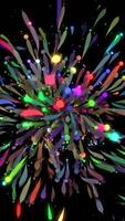 Vertical - vibrant colorful abstract background with exploding multicolored glow particles. Full HD and looping particle animation. video