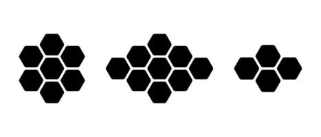Honeycomb bee icon set in rounded corners. Hexagonal beehive concept vector