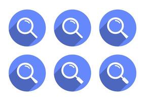 Search icon set collection with long shadow. Magnifier, loupe, magnifying glass concept vector