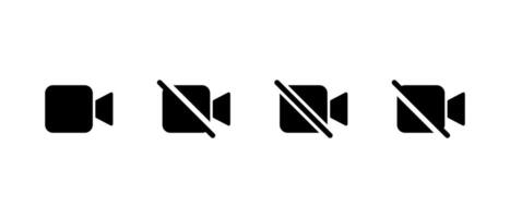 call and camera off icon set in generic style. Disable cam concept vector