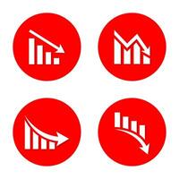 Decreasing graph icon with shadow. Bankrupt, market crash concept vector