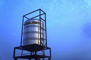 home water tower, Stainless steel water tank on the roof of the building photo