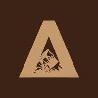 Alphabet letter A with mountains logo icon design template elements. Logotype concept icon. vector