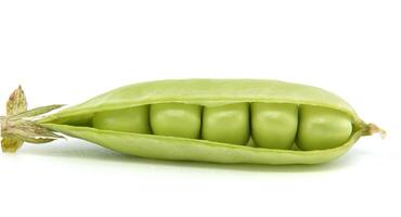 Fresh green peas in a pod on a white background photo