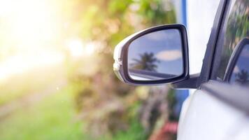 Reflecting on life's journey with the car mirror. A powerful symbol of self-reflection, awareness, and the ability to look back and move forward photo
