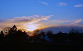 beautiful sunrise in a cold morning photo