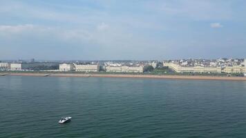 Aerial View of British Beach and Ocean at Brighton City of England United Kingdom. May 9th, 2024 video