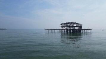 Aerial View of British Beach and Ocean at Brighton City of England United Kingdom. May 9th, 2024 video