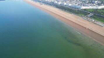 Aerial View of British Beach and Ocean at Brighton City of England United Kingdom. May 9th, 2024 video