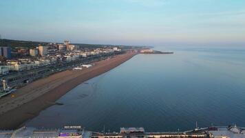 Aerial View of British Beach and Ocean at Brighton City of England United Kingdom. May 9th, 2024 video