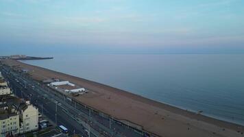 Aerial View of British Beach and Ocean at Brighton City of England United Kingdom. May 9th, 2024 video