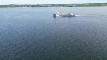 Aerial View of Boat in the Lepe Beach, Southampton Port City of England United Kingdom. May 17th, 2024 video