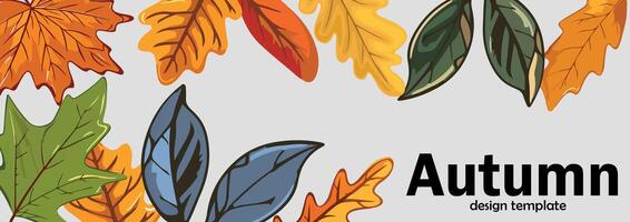 Autumn Design Template with Colorful Leaves. Illustration Featuring Vibrant Fall Foliage for Seasonal Promotions, Event Invitations, and Creative Graphic Design. Autumn background. vector