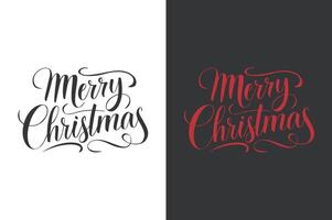 Merry christmas red and black brush calligraphy. vector